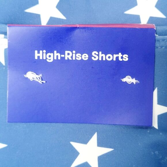 JoyLab Bike Shorts High Rise Ruched Pocket Patriotic Stars Superhero XXL New OOS - Picture 10 of 12